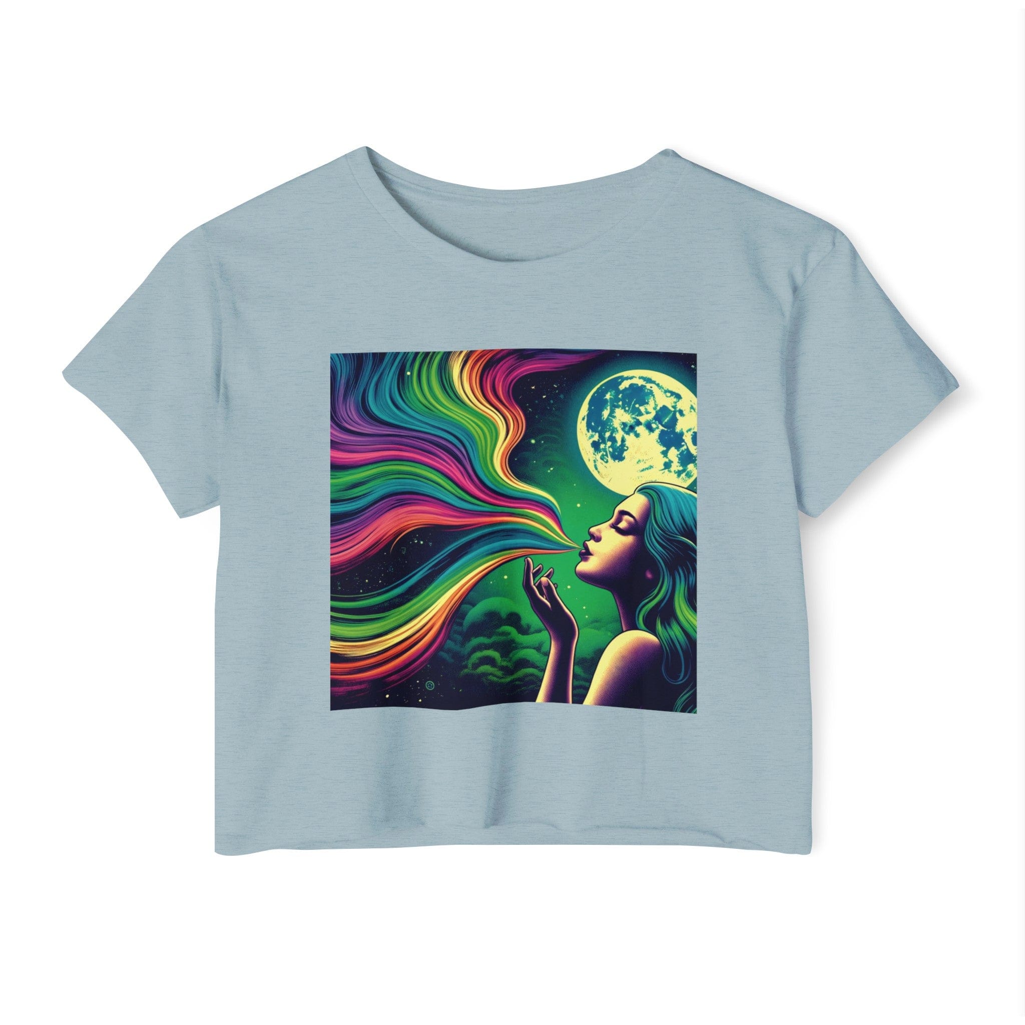 HIGH MOON Crop Top Stonewash Denim T-Shirt