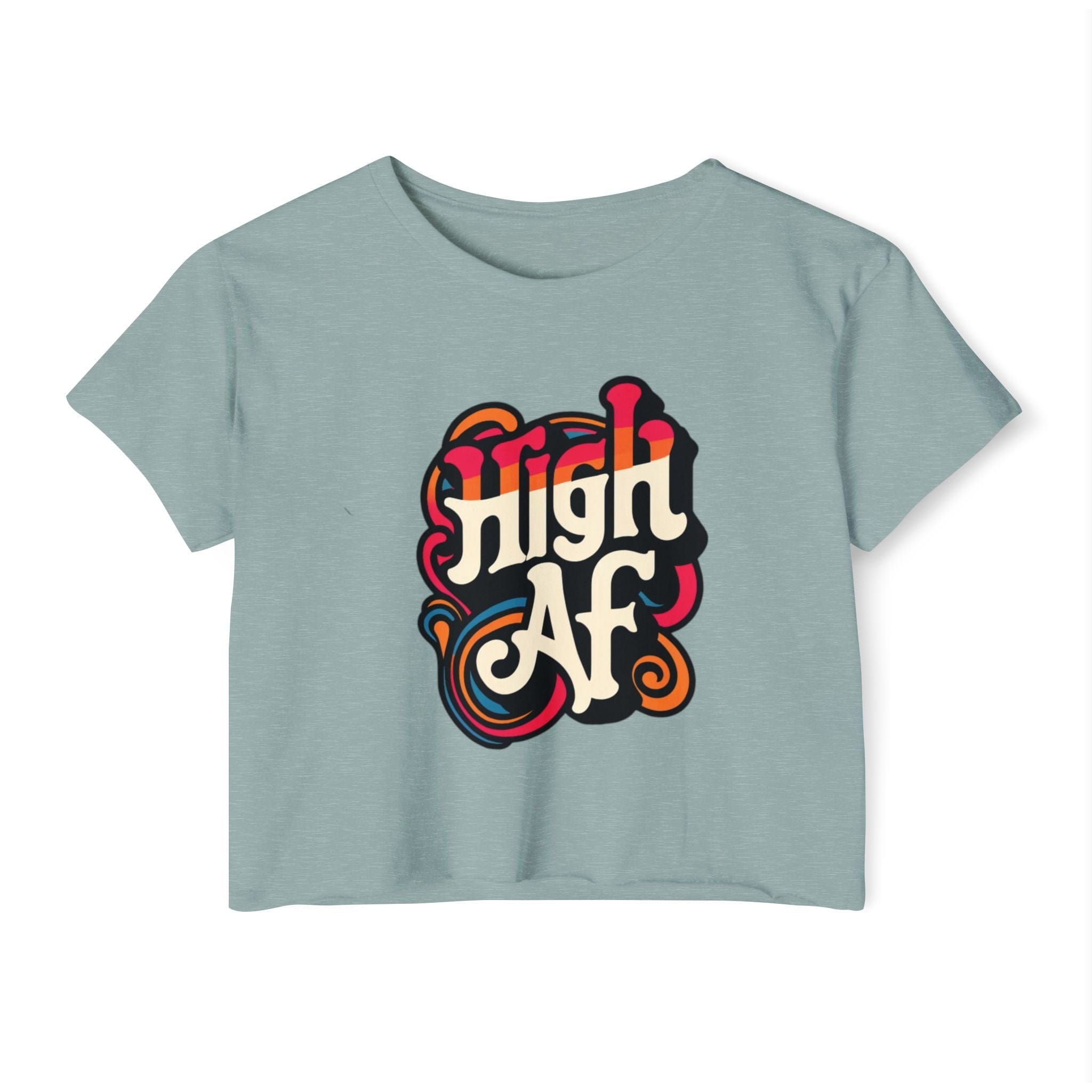 High AF Crop Top Stonewash Green T-Shirt