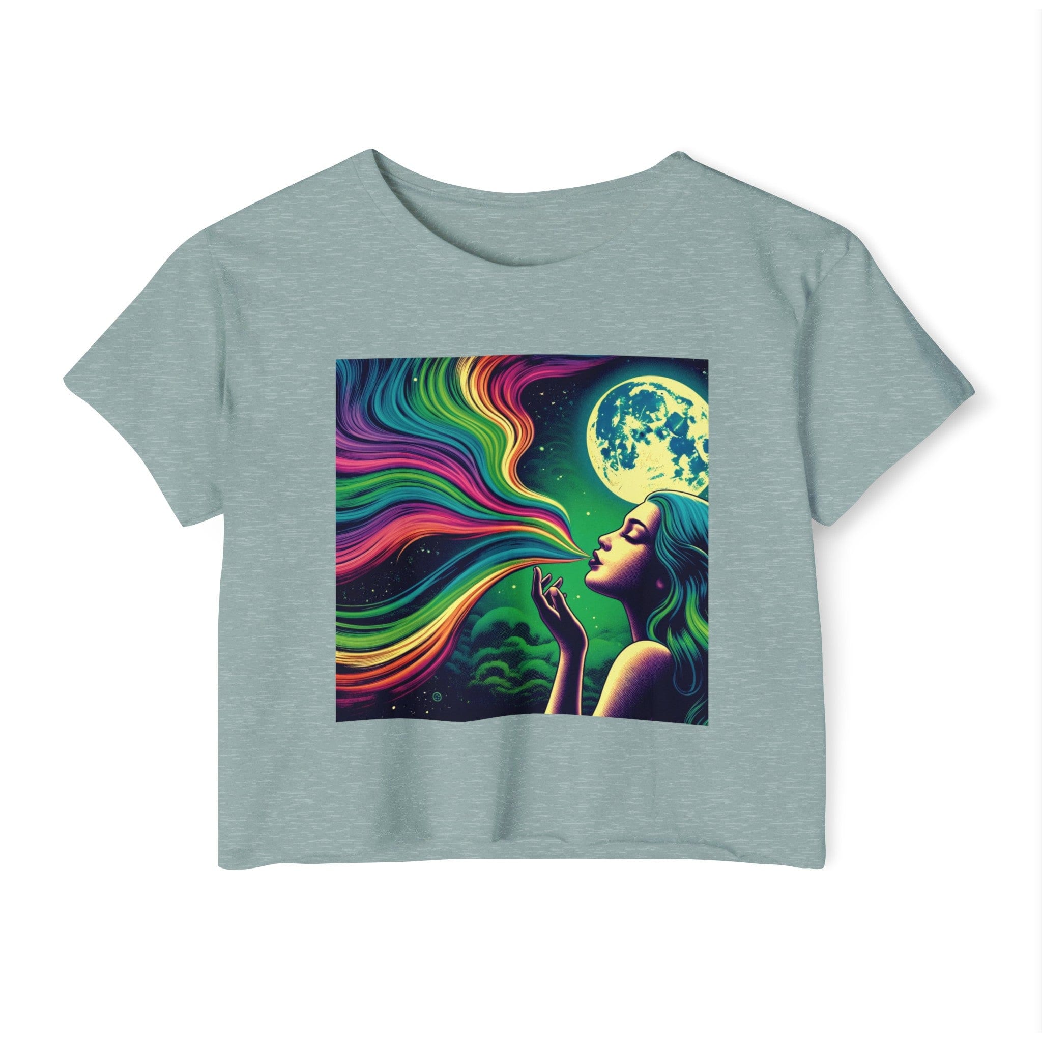 HIGH MOON Crop Top Stonewash Green T-Shirt