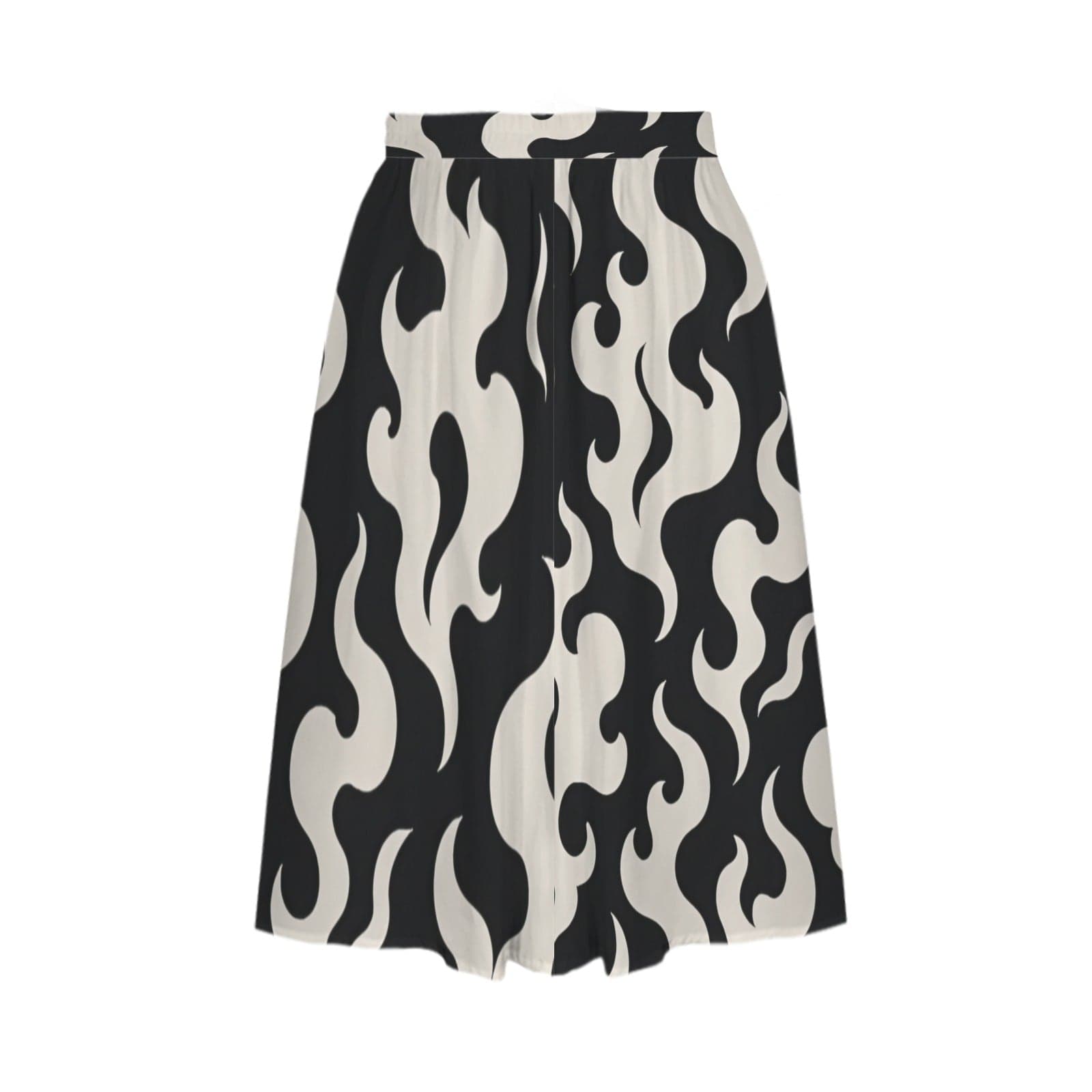 Puff print pocket midi skirt, hem and print detail close-up