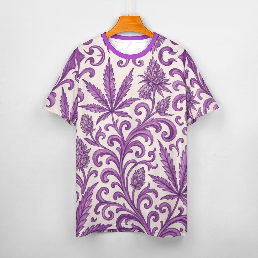 Purple kush print cotton t-shirt, front flat lay