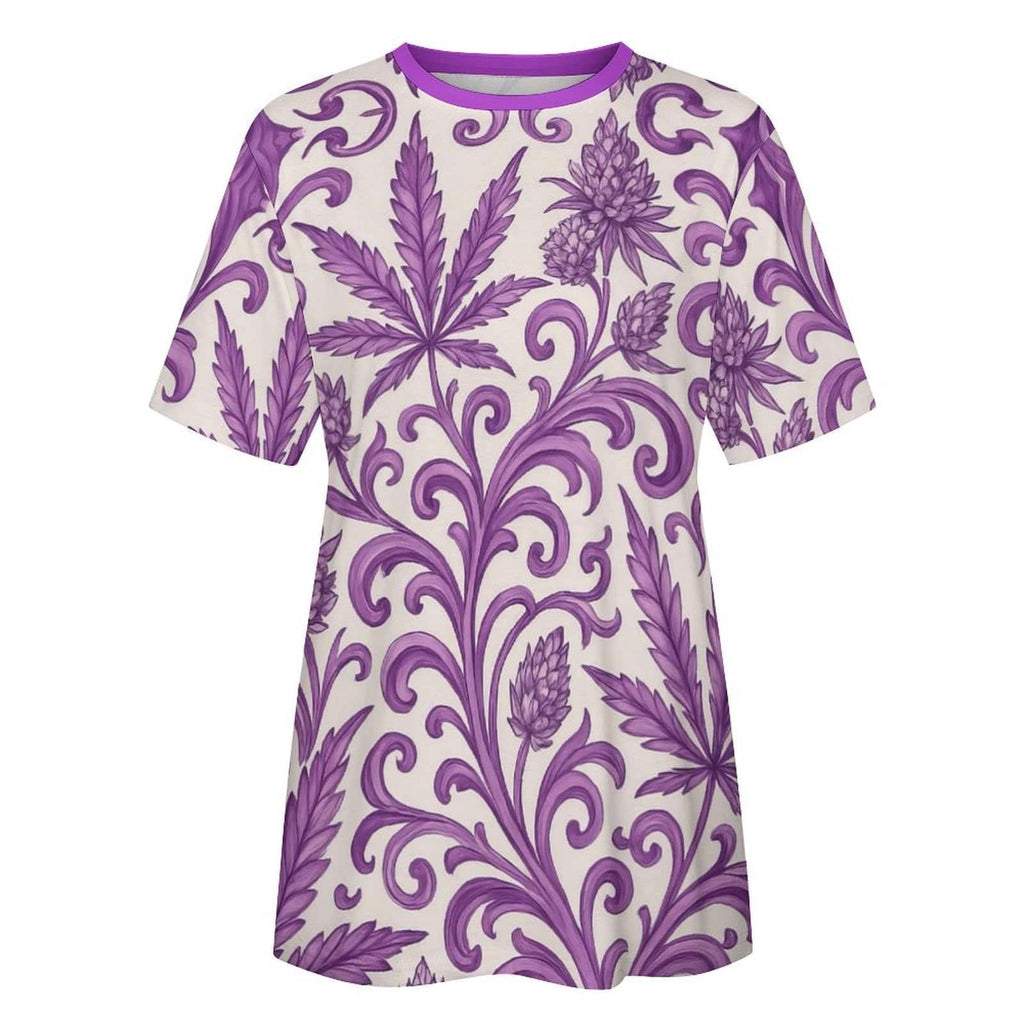 Purple kush print cotton t-shirt, back flat lay