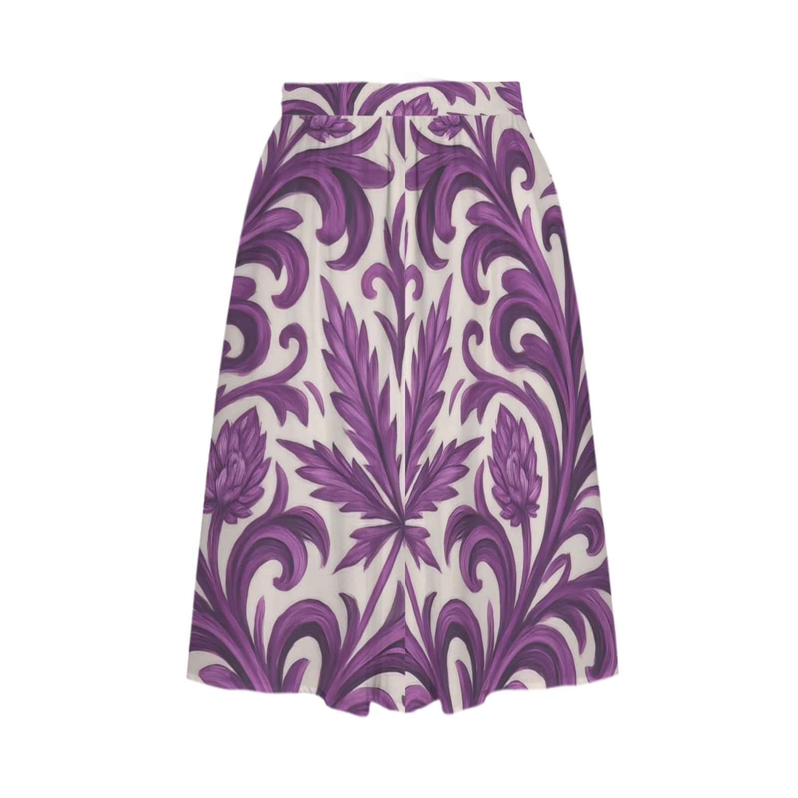 Purple kush print midi skirt, hem and print detail close-up