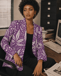 Purps Boss purple print cotton blazer, side view showing silhouette