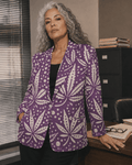 Purps Boss purple print cotton blazer, flat lay showing full print