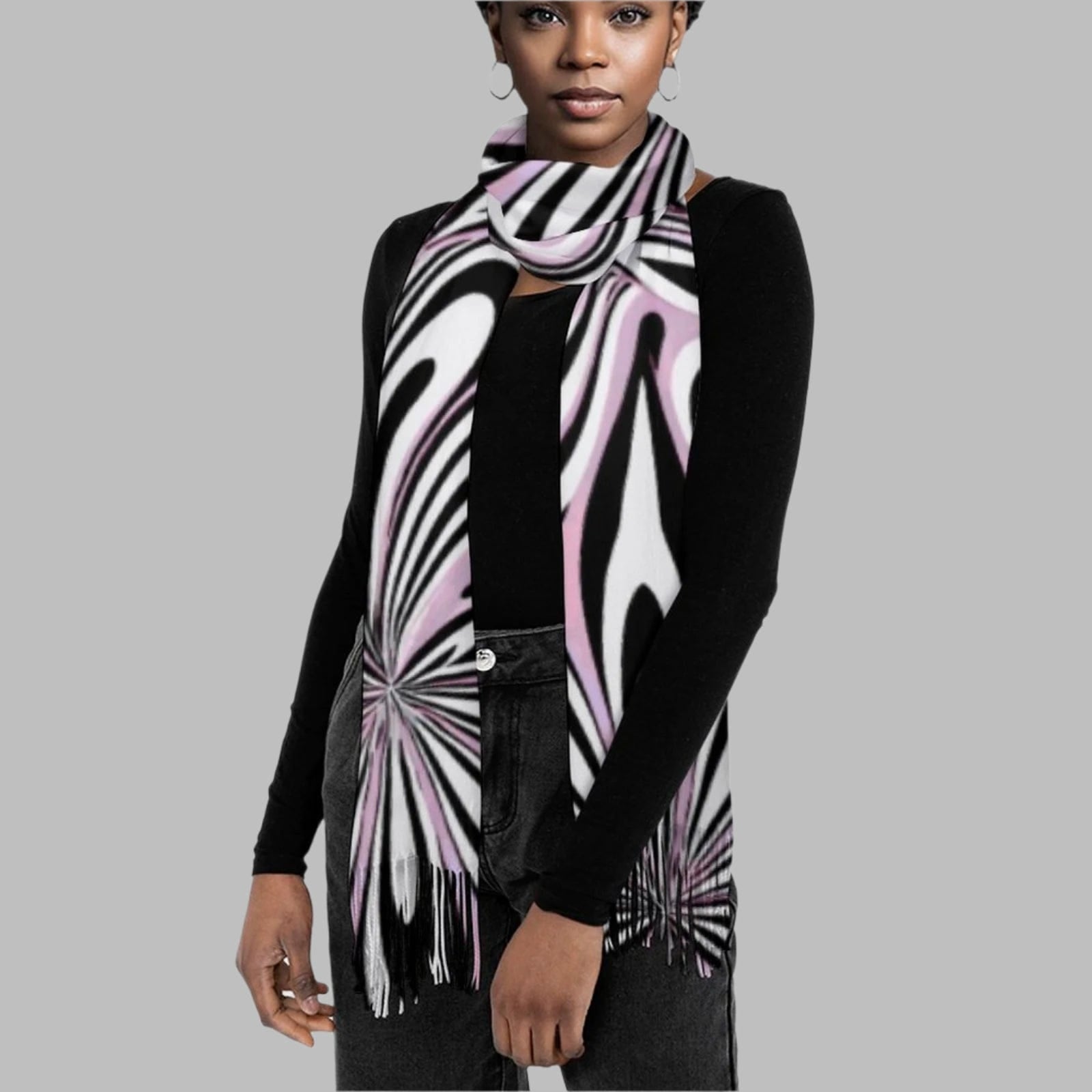 Cashmere-feel scarf in white, flat lay