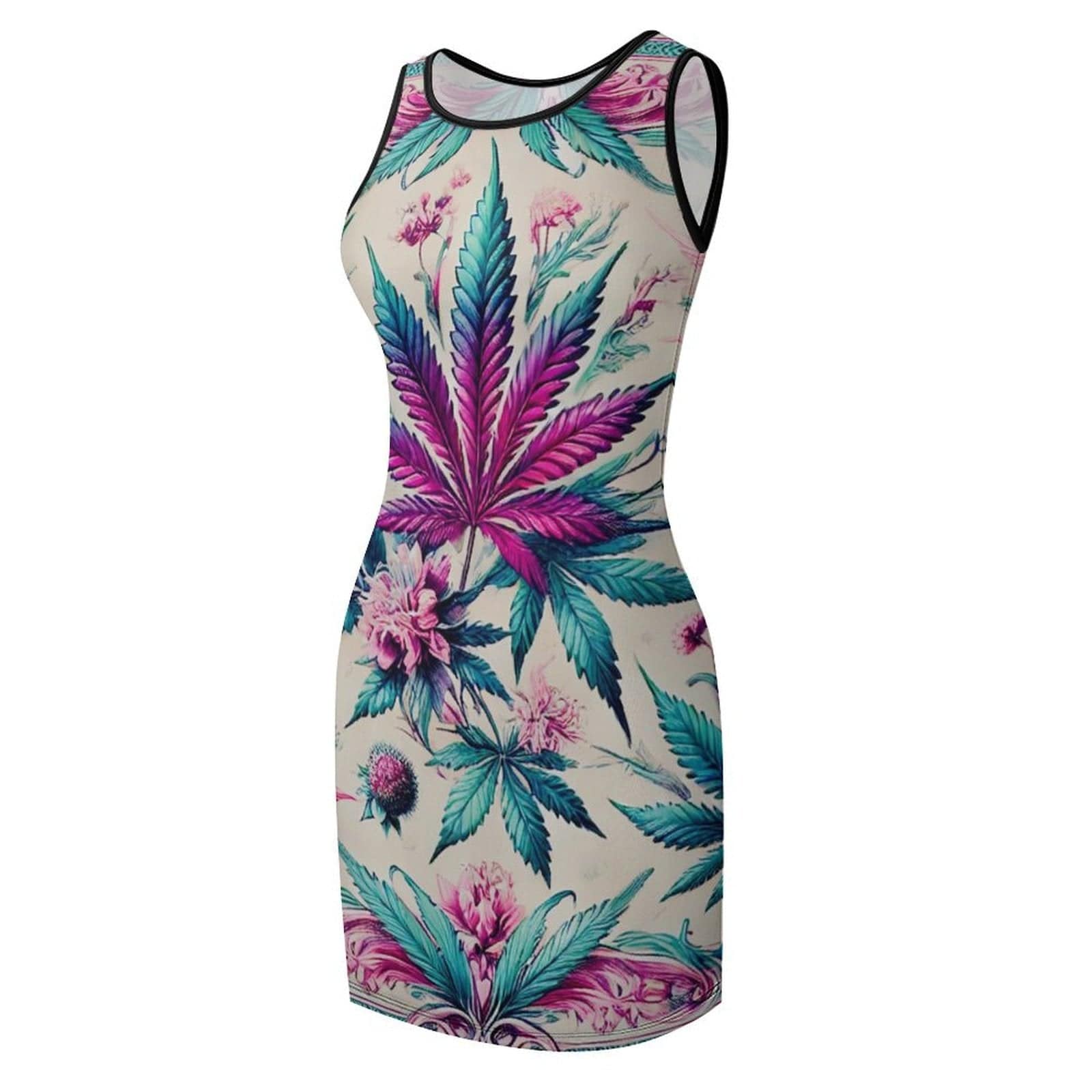 Roller Queen graphic print tank dress, flat lay front