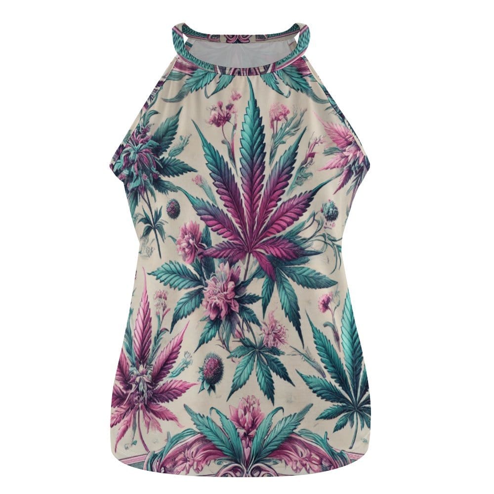 Graphic print racerback tank top, back flat lay