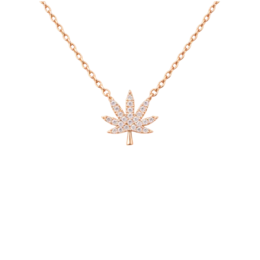 Collar de hojas de oro rosado