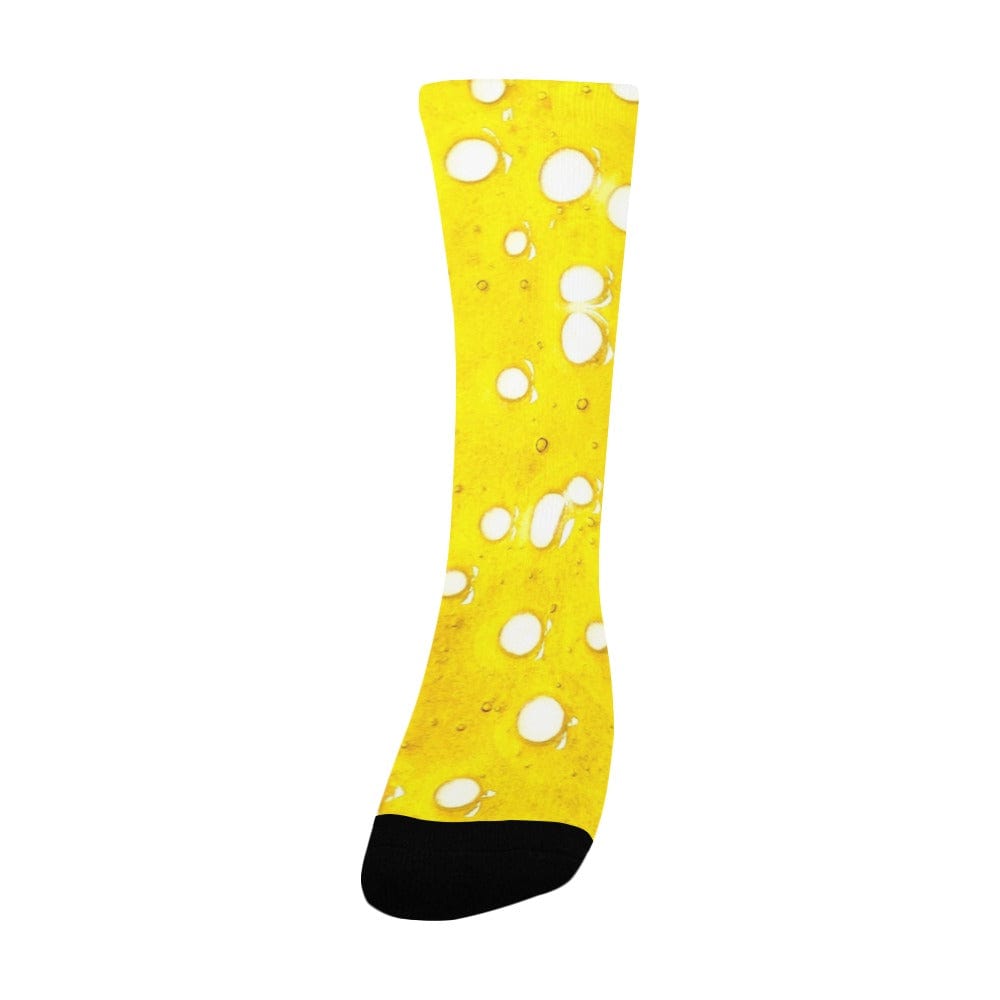 Slab all-over print crew socks, side view showing length
