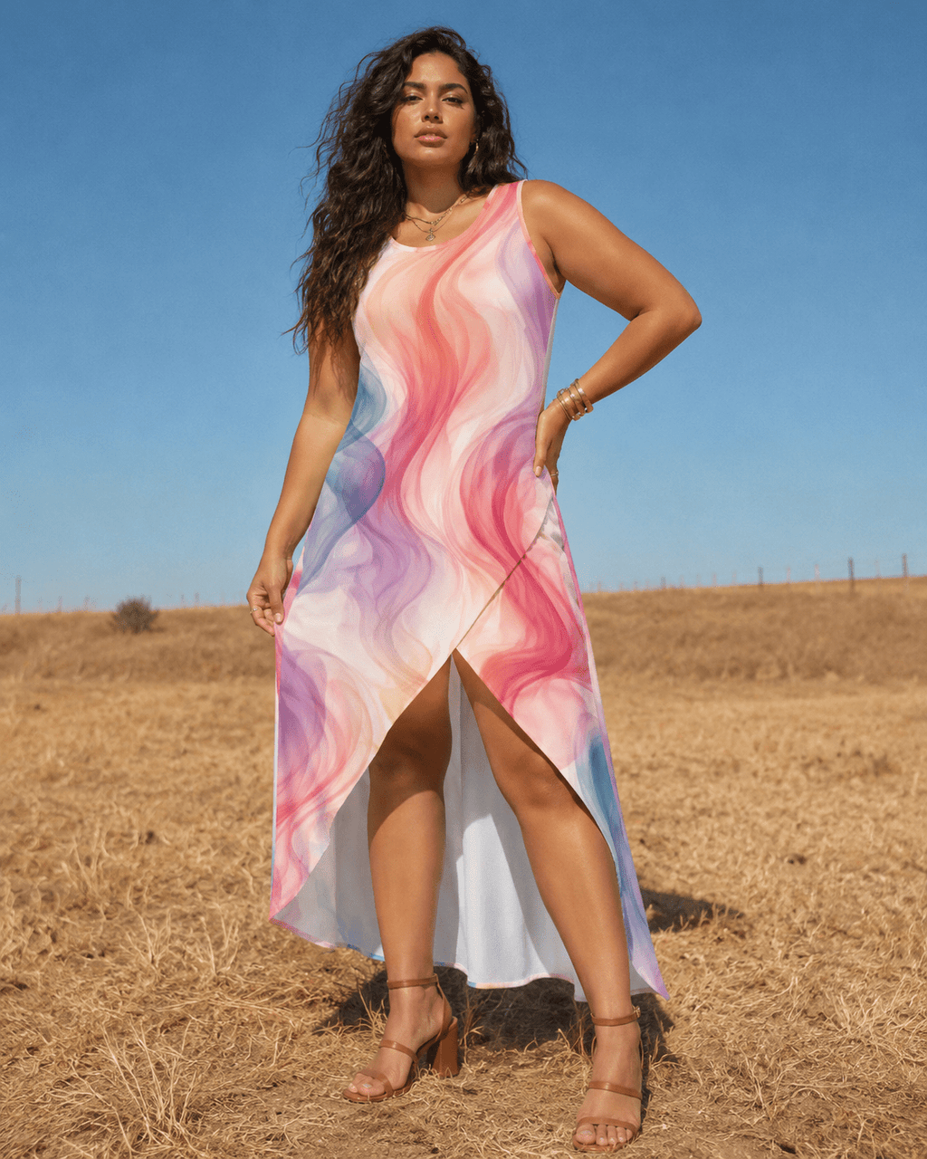 Smoke High-Low A-Line Maxi Dress Artsadd