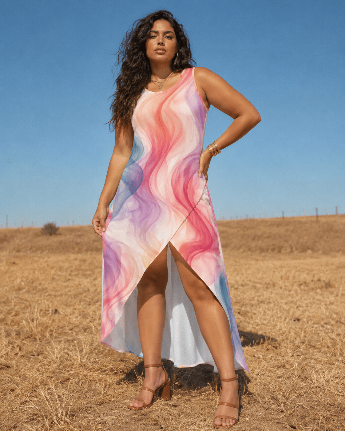 Smoke High-Low A-Line Maxi Dress Artsadd