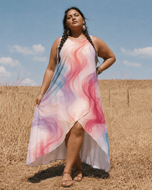 Smoke High-Low A-Line Maxi Dress Artsadd