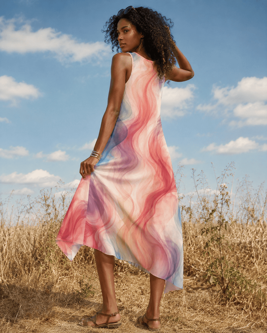 Smoke High-Low A-Line Maxi Dress Artsadd