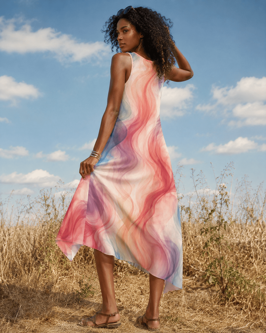 Smoke High-Low A-Line Maxi Dress Artsadd