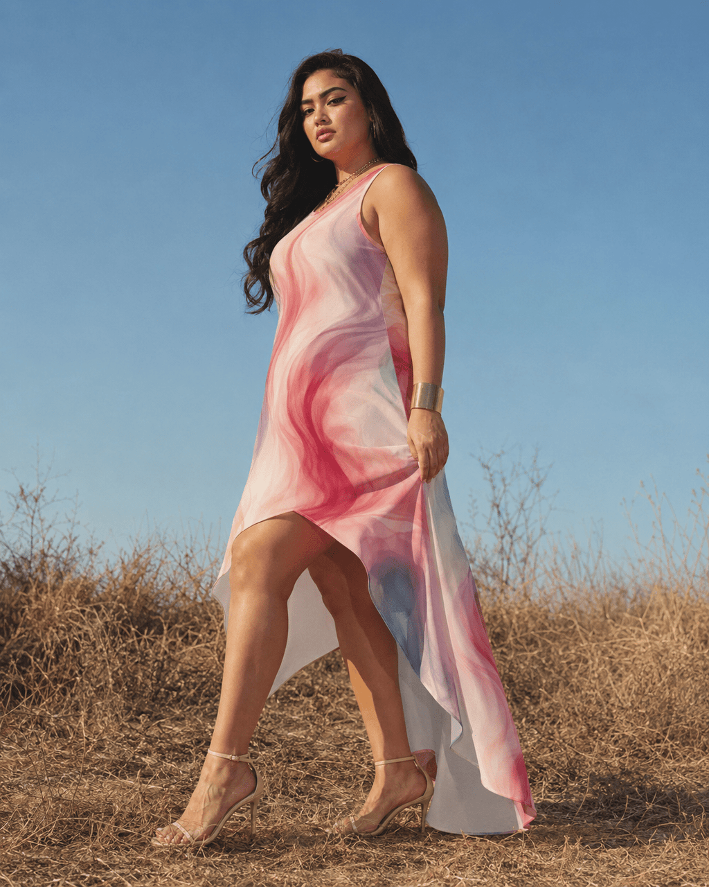 Smoke High-Low A-Line Maxi Dress Artsadd