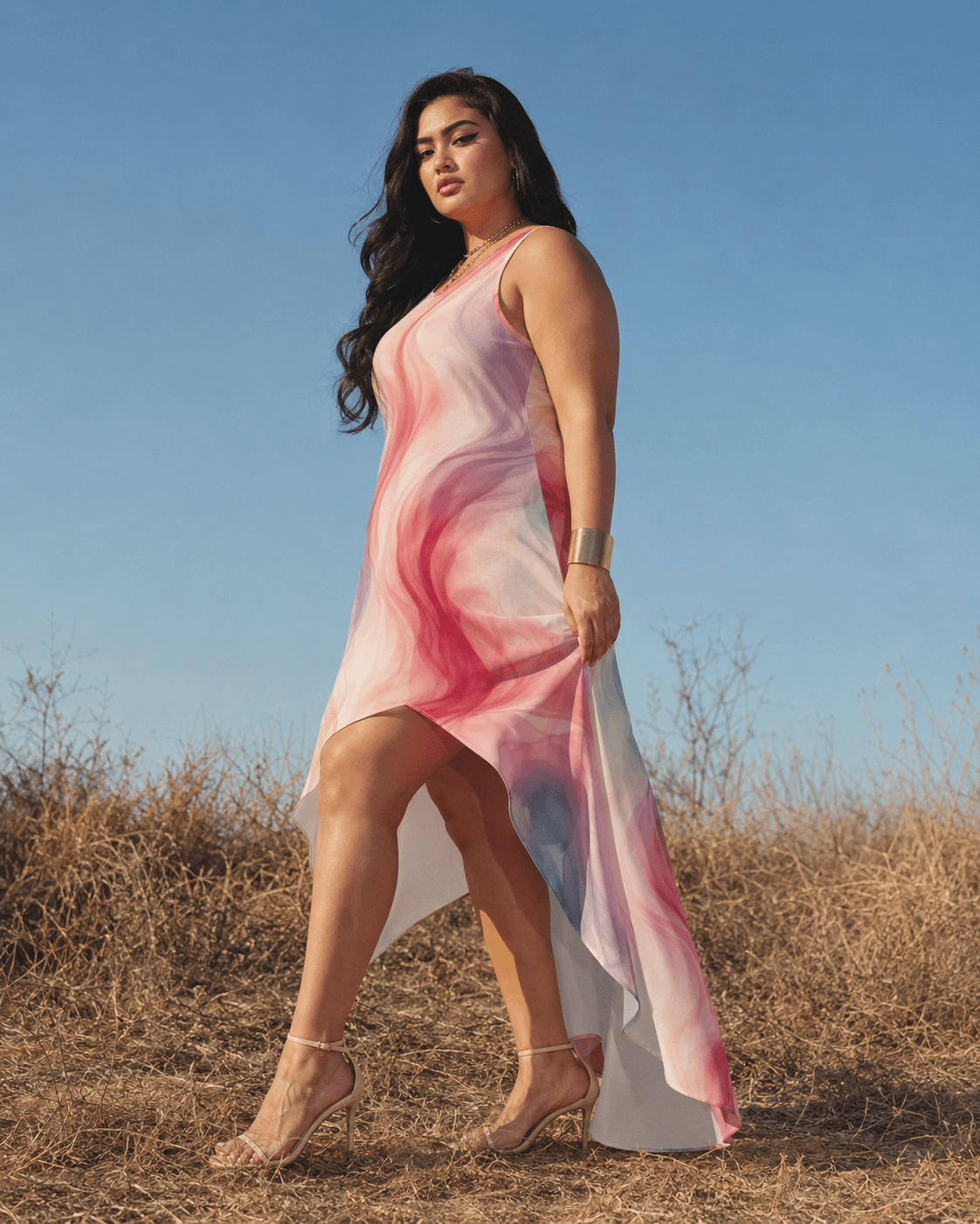 Smoke High-Low A-Line Maxi Dress Artsadd