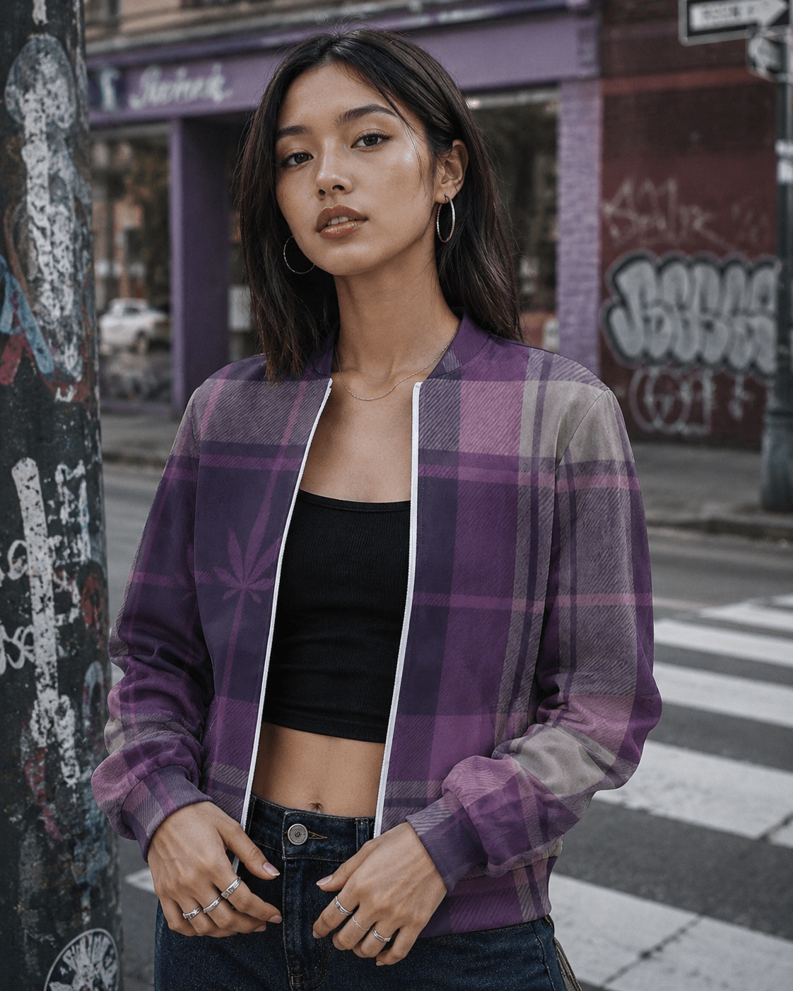 Smoked Tartan zip jacket - Purple Artsadd