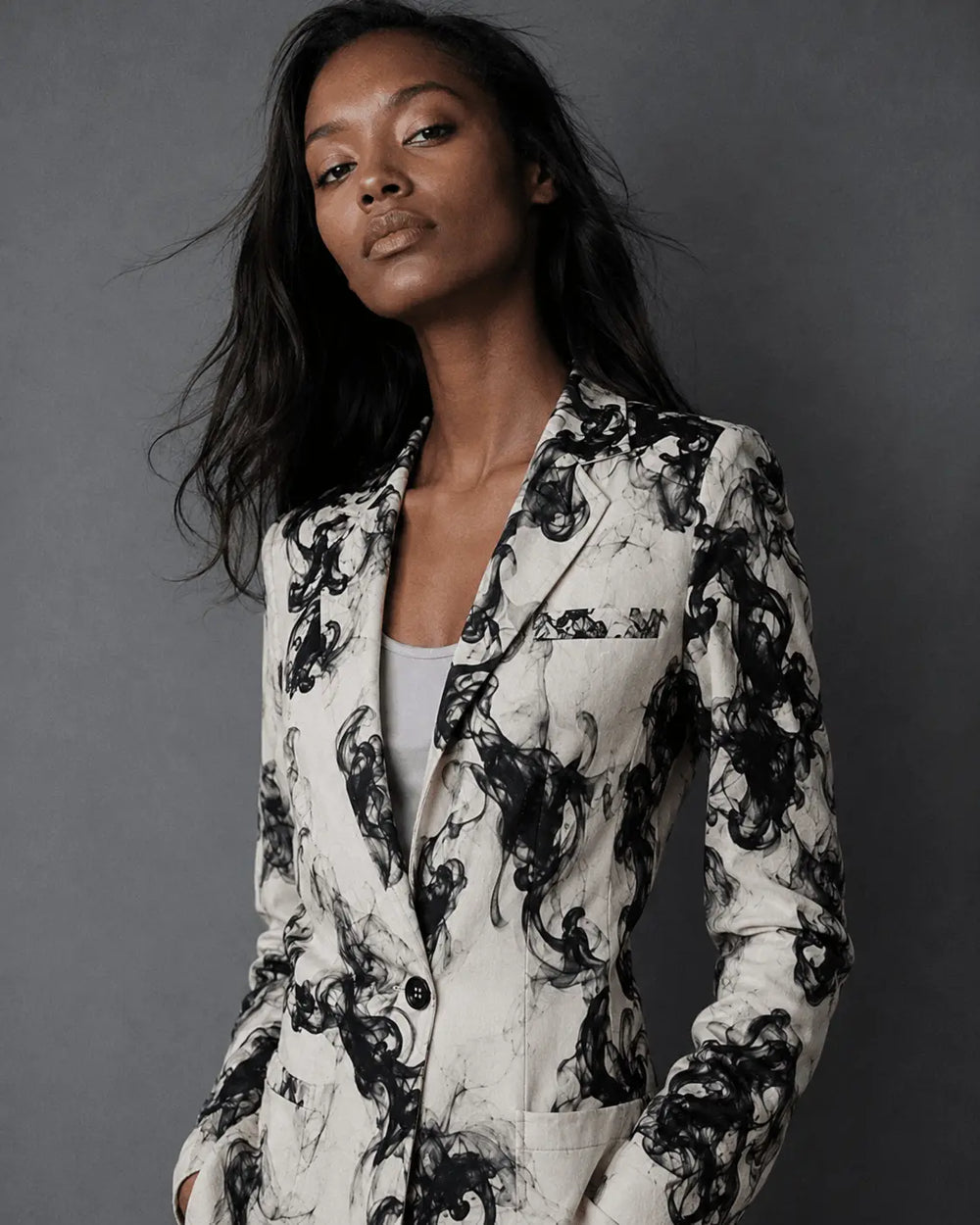 Blazer de algodón gris jaspeado