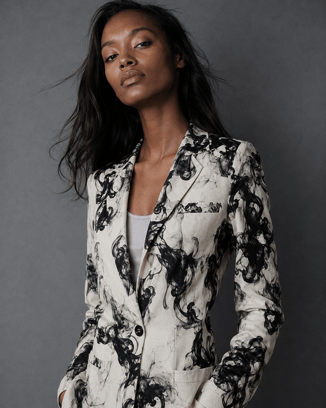 Smokey print cotton blazer, flat lay front