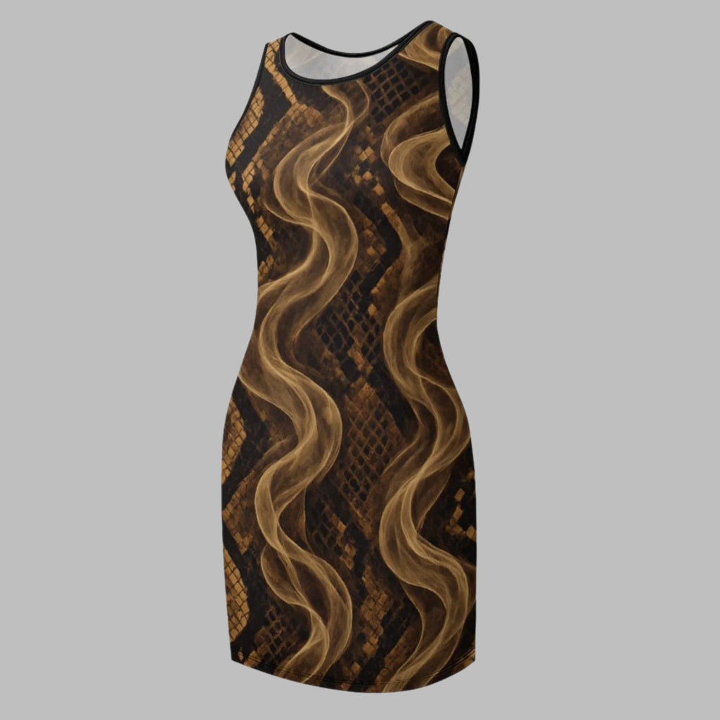 Snake skin print tank dress, flat lay front