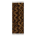Snake skin print tassel scarf in white, flat lay showing full length