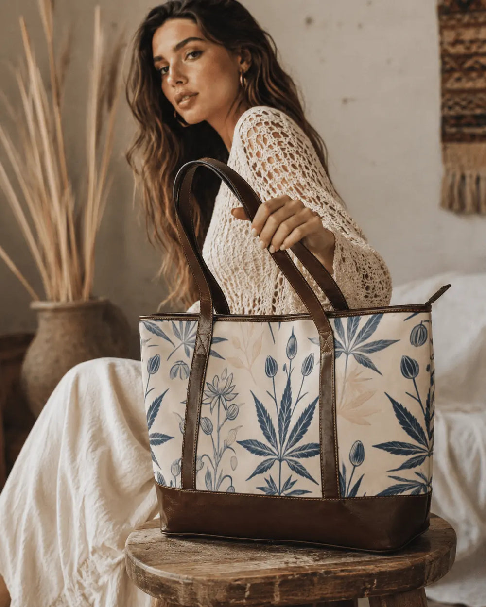 Bolso de mano de cuero Sativa suave
