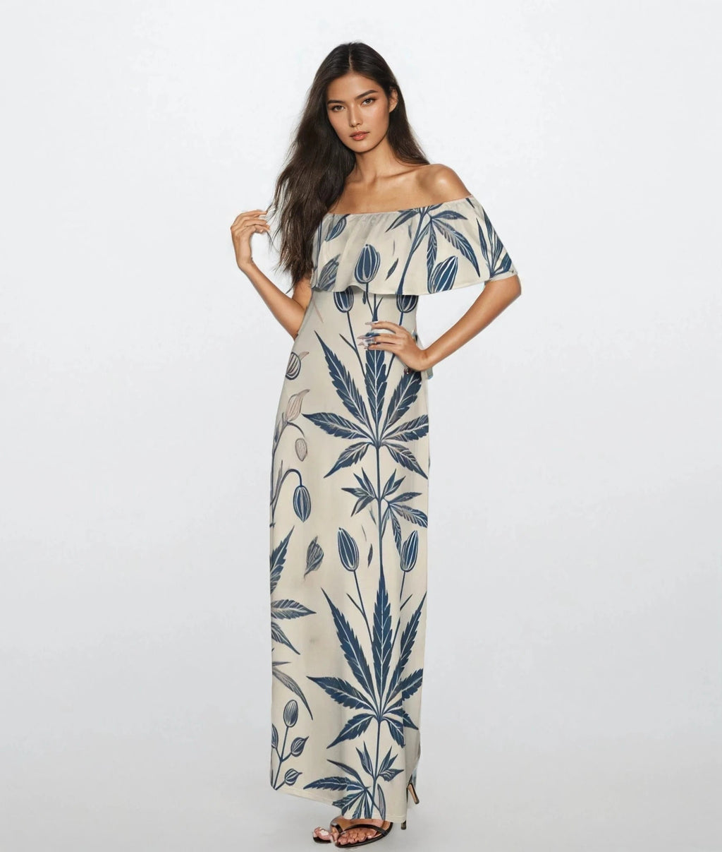 Soft Sativa Off the Shoulder Dress Women's Off Shoulder Boat Neck Dress (D71)