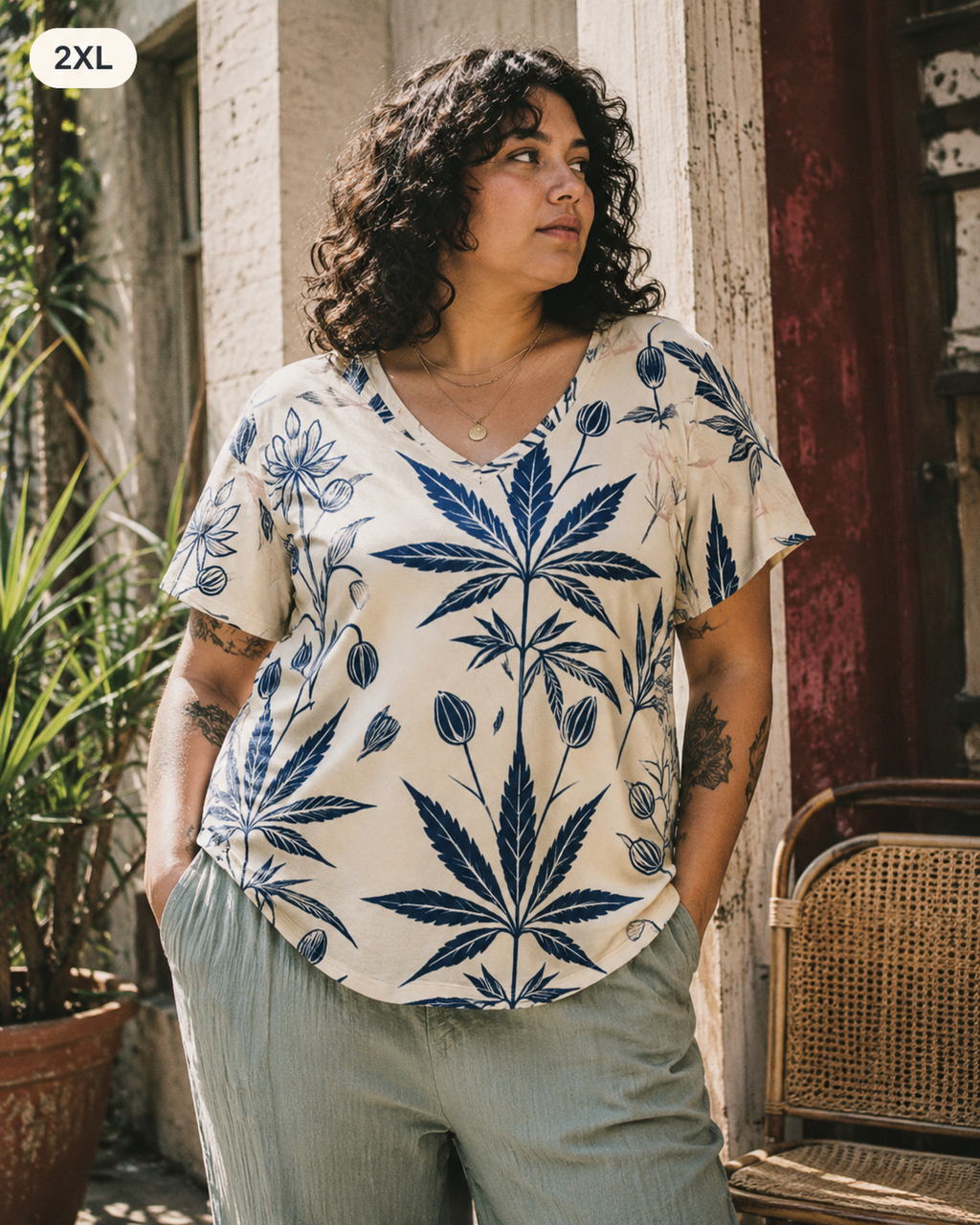 Soft Sativa V-Neck Tee Artsadd