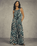 Jane Dope stripes and buds zebra print oversized pullover jumper, front view on model