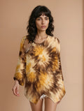 Jane Dope Tie Dye Chiffon Long-Sleeve Top — tie-dye print sheer chiffon long sleeve blouse