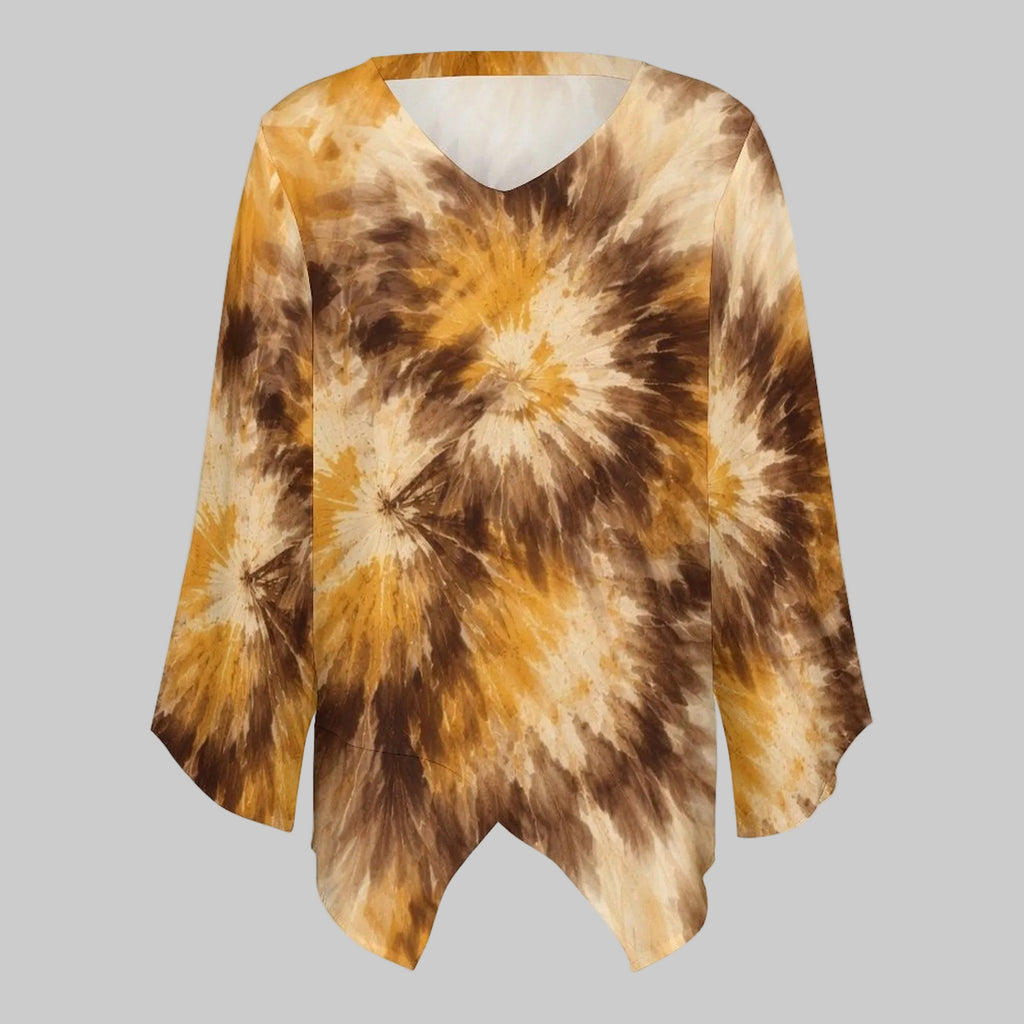 Tie Dye Chiffon Long-Sleeve Top — flat lay front