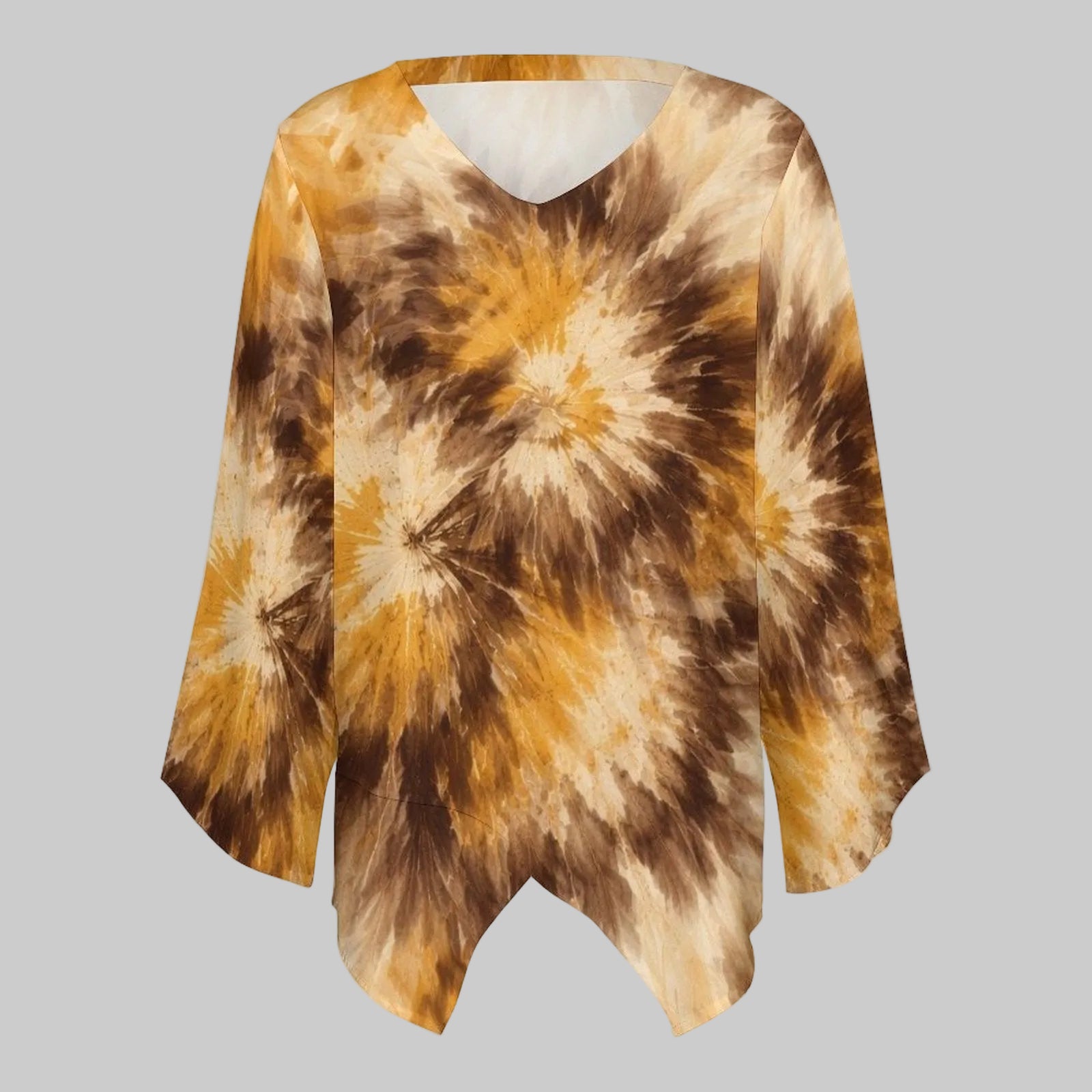 Tie Dye Chiffon Long-Sleeve Top — flat lay front