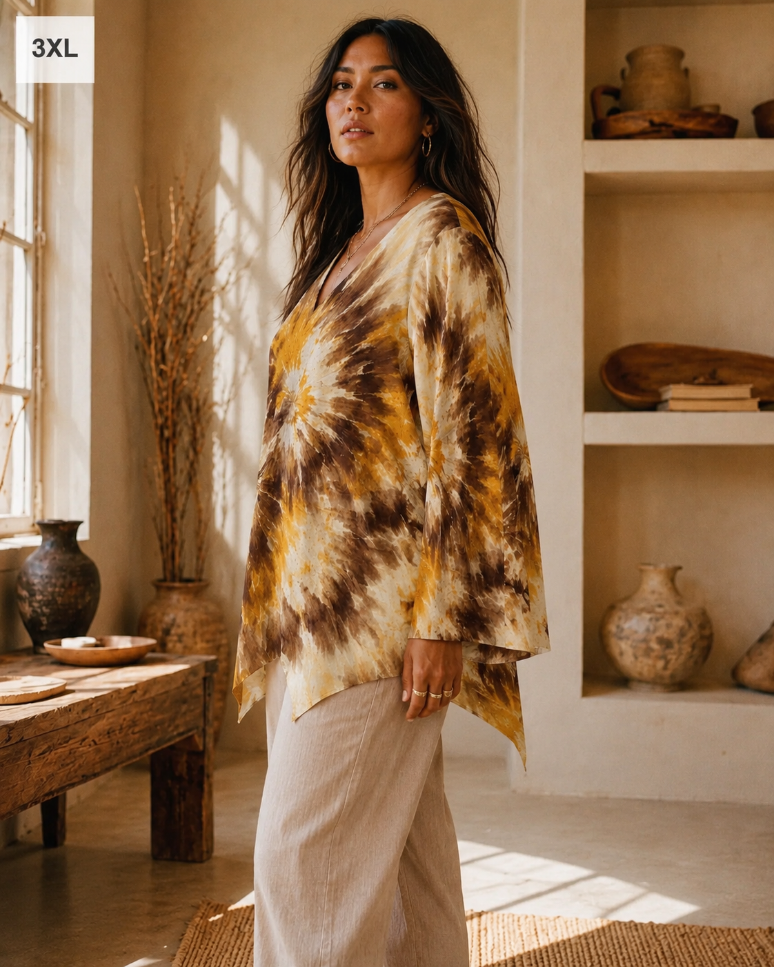 Tie Dye Chiffon Long-Sleeve Top Artsadd
