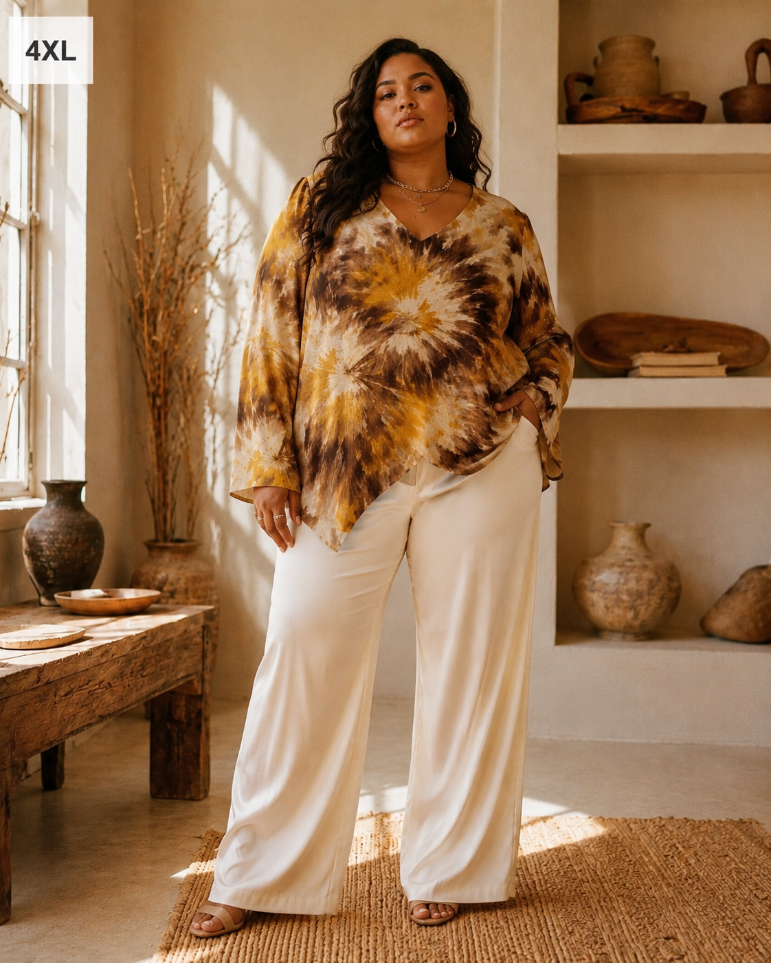 Tie Dye Chiffon Long-Sleeve Top Artsadd