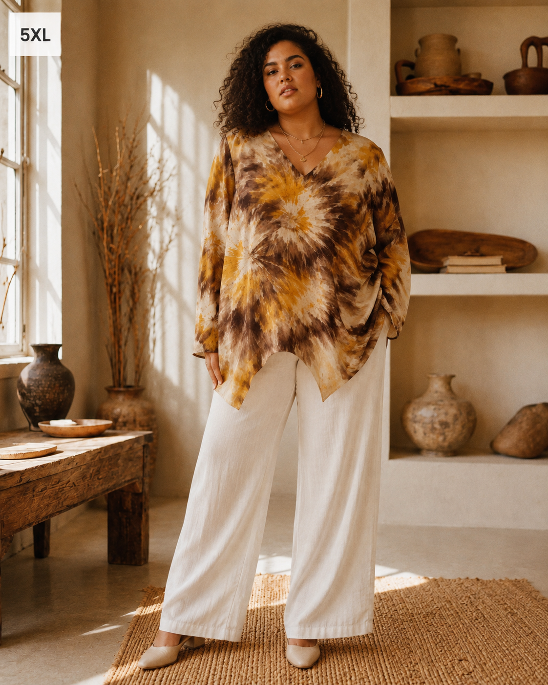 Tie Dye Chiffon Long-Sleeve Top Artsadd
