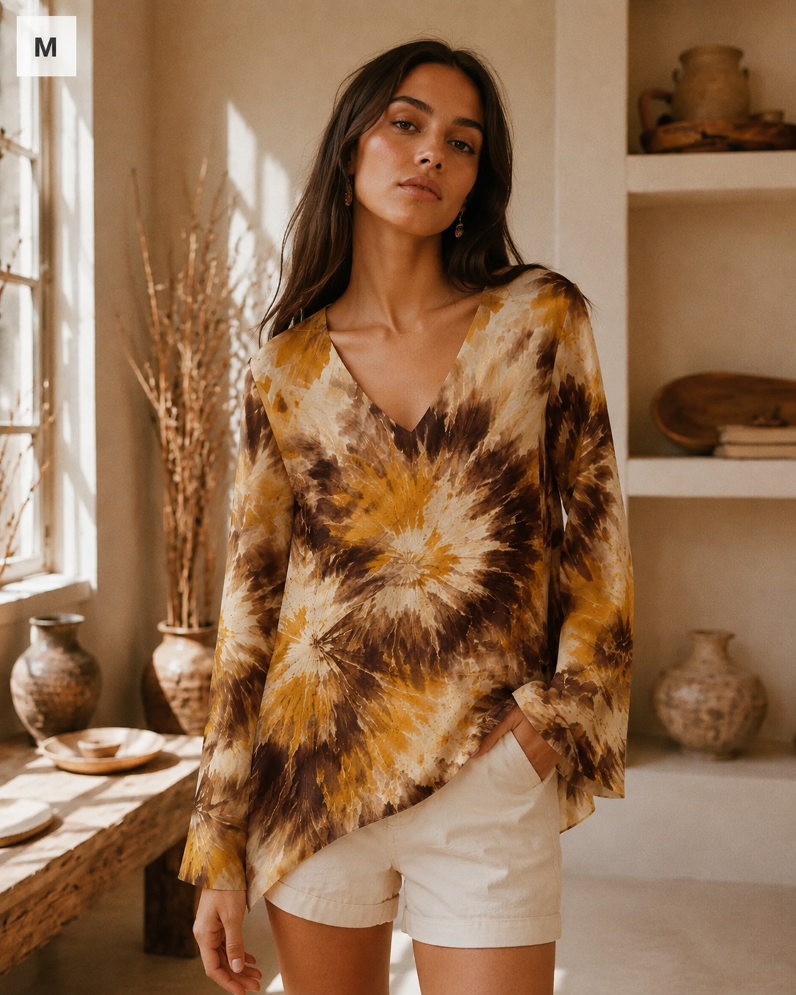 Tie Dye Chiffon Long-Sleeve Top Artsadd