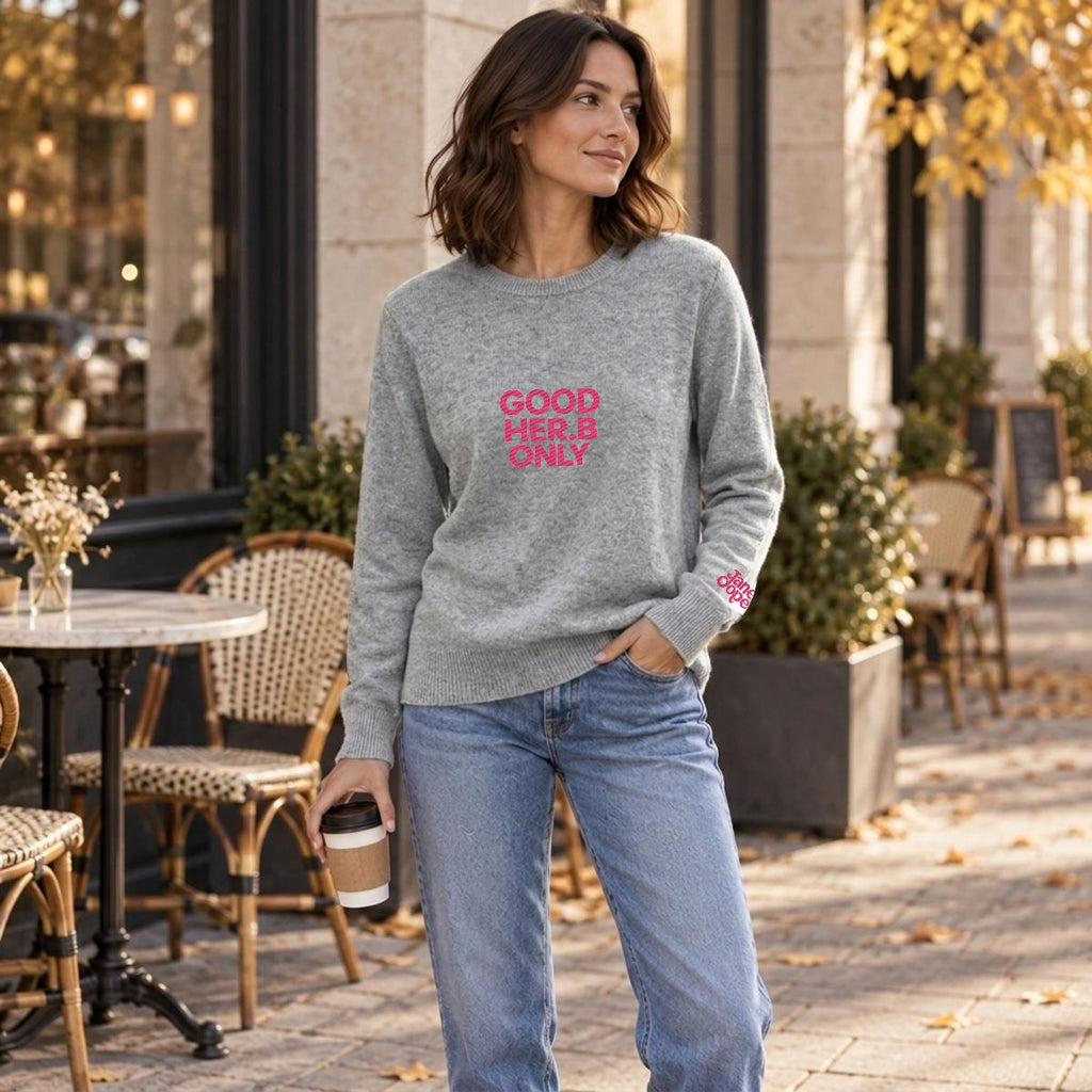 Good Herb Only Soft Wool-Blend Crewneck Knit Sweater | Embroidery
