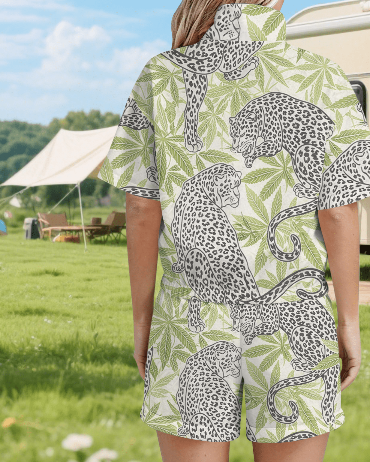 Windbreaker & Shorts Set — flat lay showing full print
