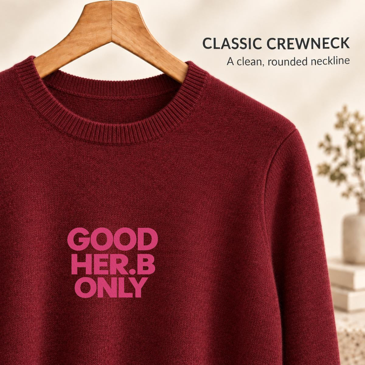 Good Herb Only Soft Wool-Blend Crewneck Knit Sweater | Embroidery