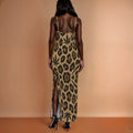 Leopard Milk Silk Dress with Slit XS White long dress