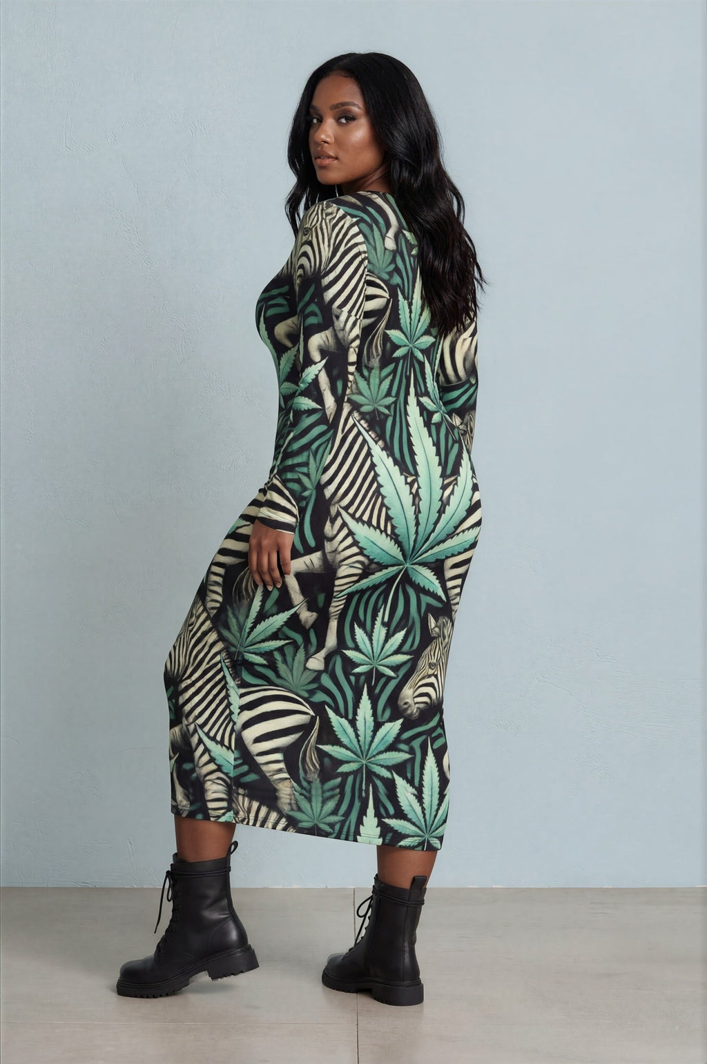 Zabra Long Sleeve Midi Dress — back view