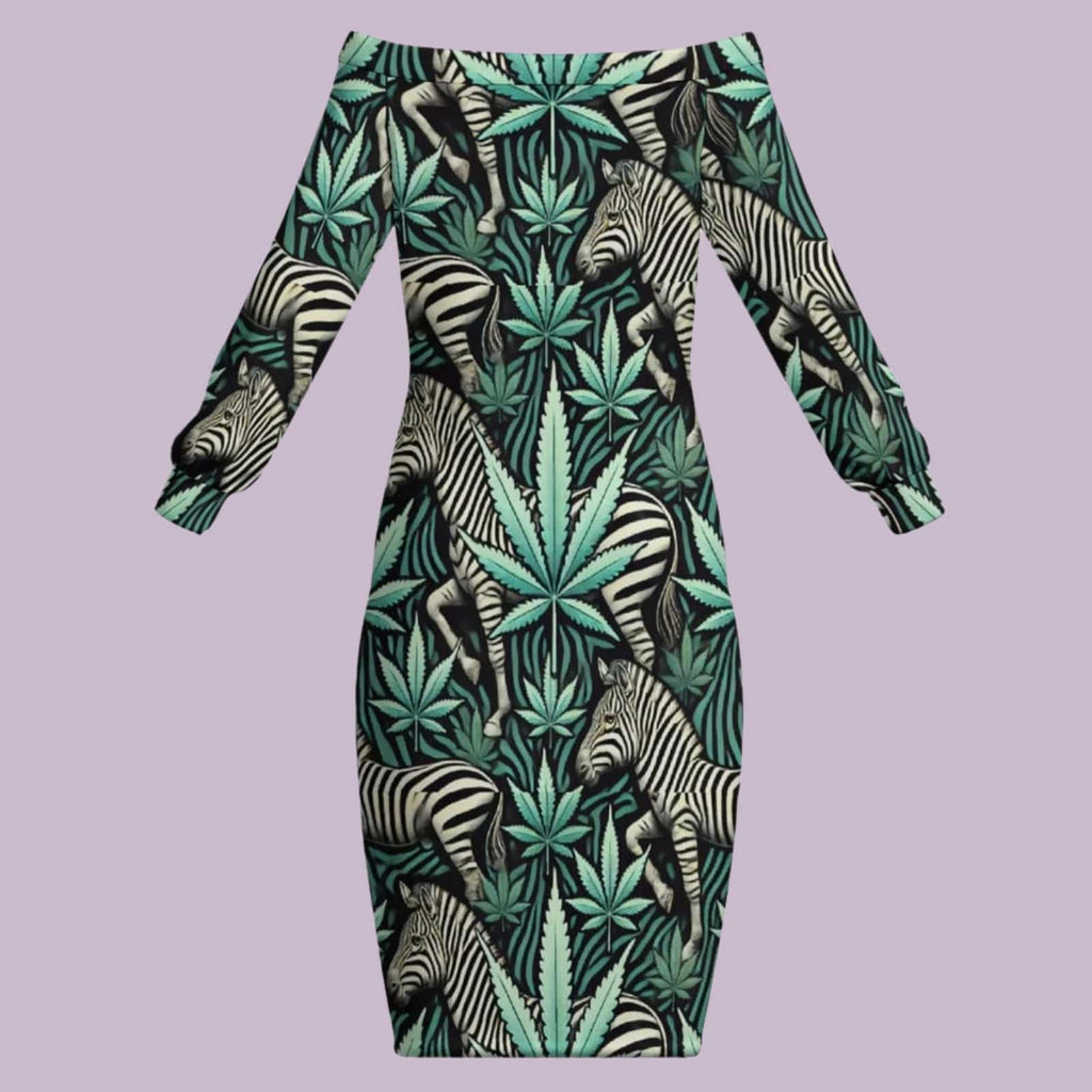 Zabra Off-the-Shoulder Long Sleeve Dress long dress